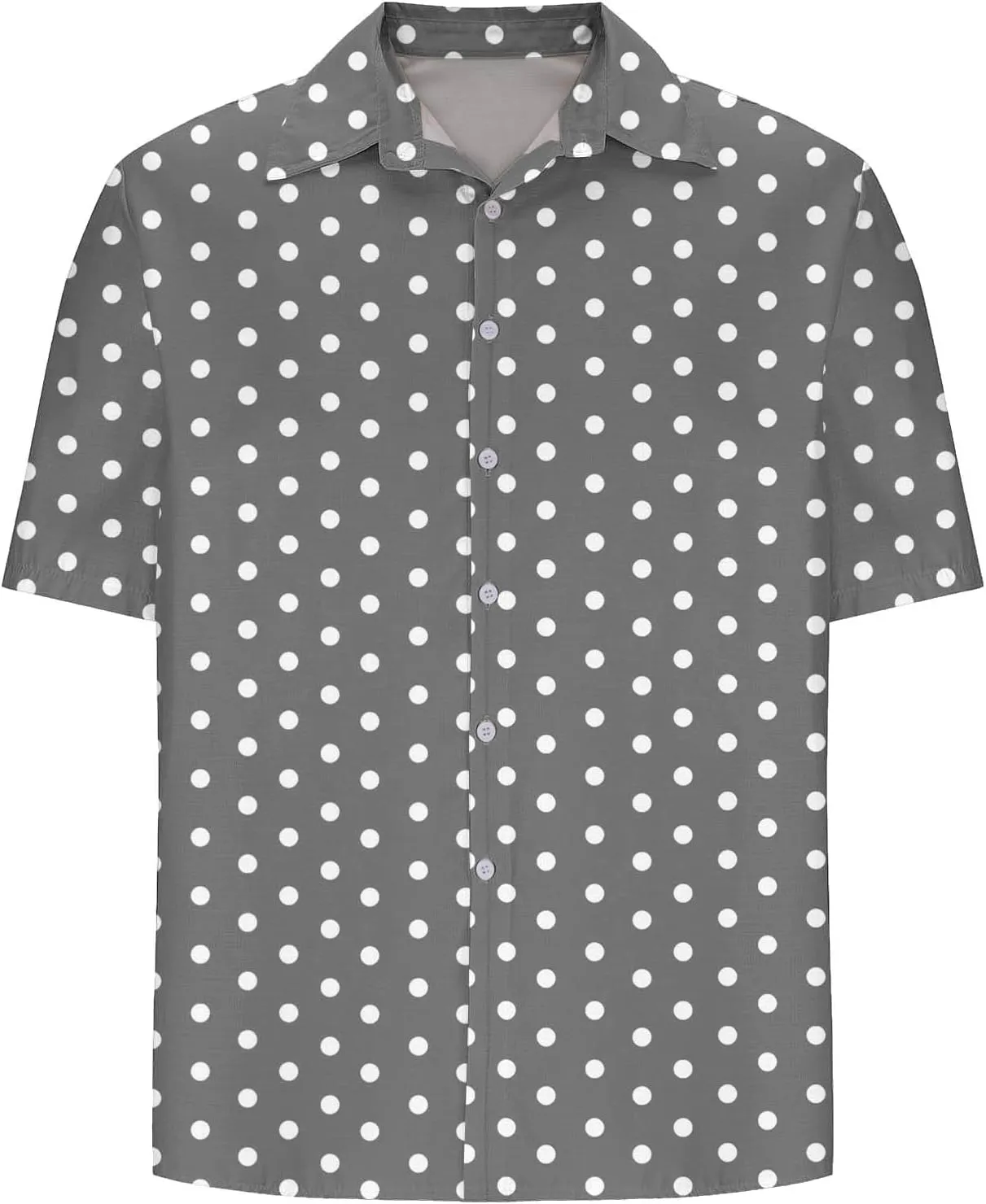 Polka Dot Shirts for Men Roll Up Short Sleeve Cotton Linen Button Down Shirt Casual Stylish Summer Hawaiian Beach Top