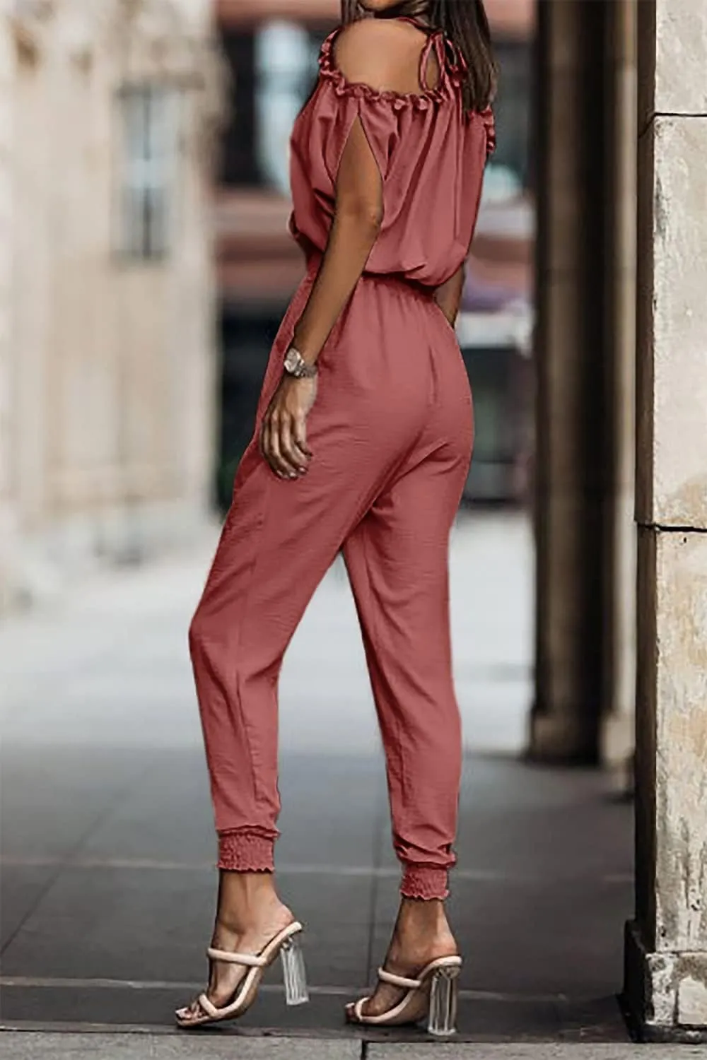 PRETTYGARDEN Jumpsuit for Women Casual Wrap V Neck Cold Shoulder One Piece Outfits Pants Romper