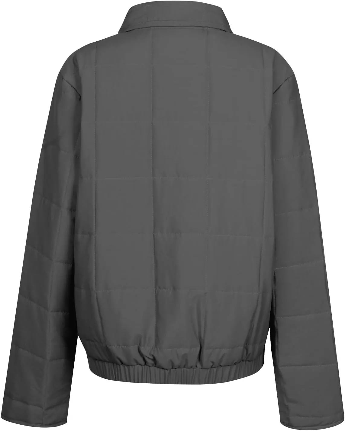 Quilted Jackets for Women Winter Casual Zip Up Stand Collar Puffer Jacket Long Sleeve Warm Padded Coats with Pockets