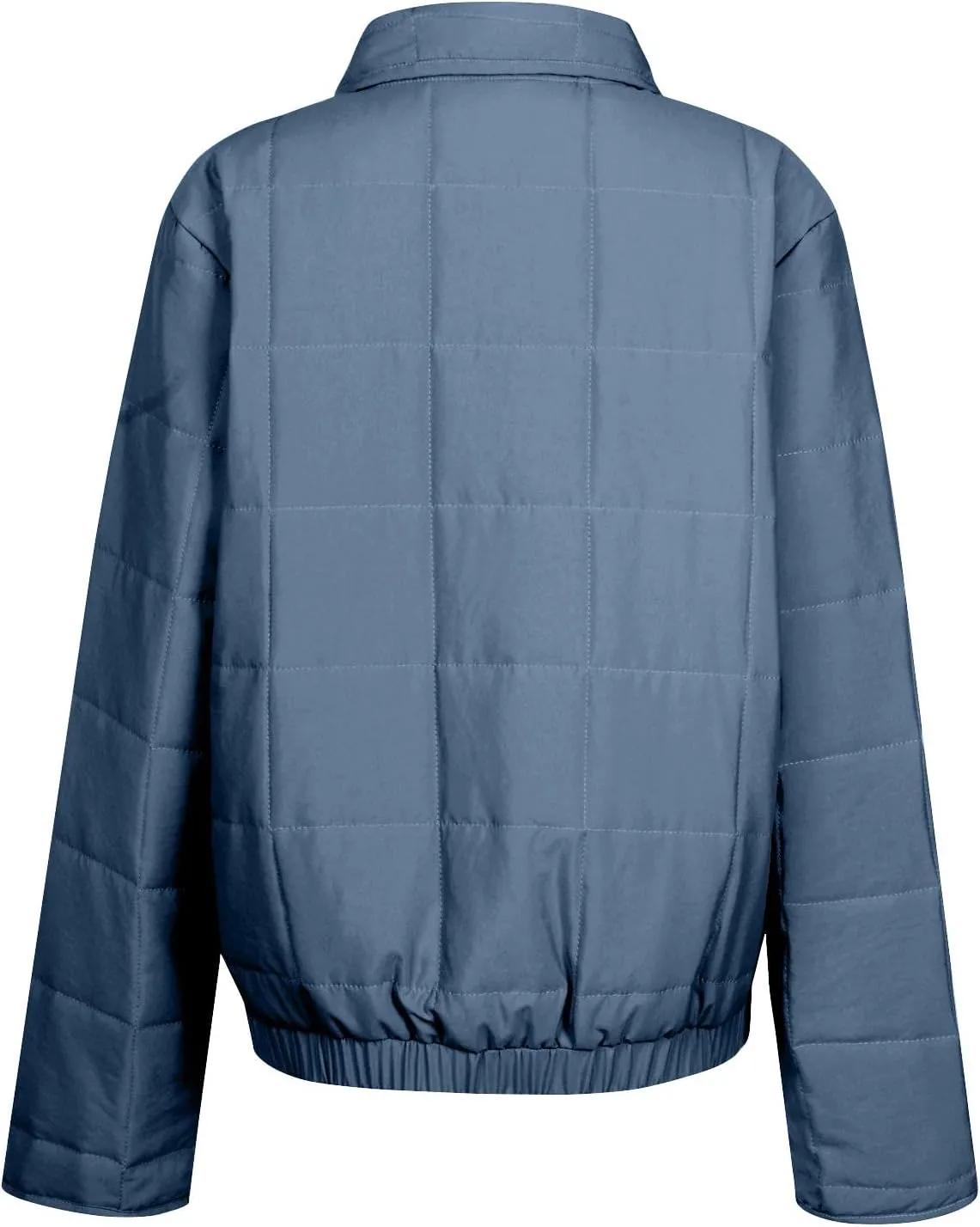 Quilted Jackets for Women Winter Casual Zip Up Stand Collar Puffer Jacket Long Sleeve Warm Padded Coats with Pockets