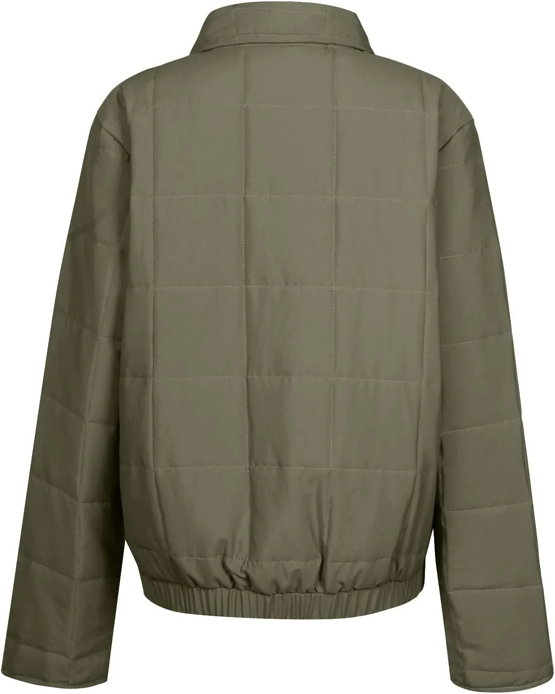 Quilted Jackets for Women Winter Casual Zip Up Stand Collar Puffer Jacket Long Sleeve Warm Padded Coats with Pockets