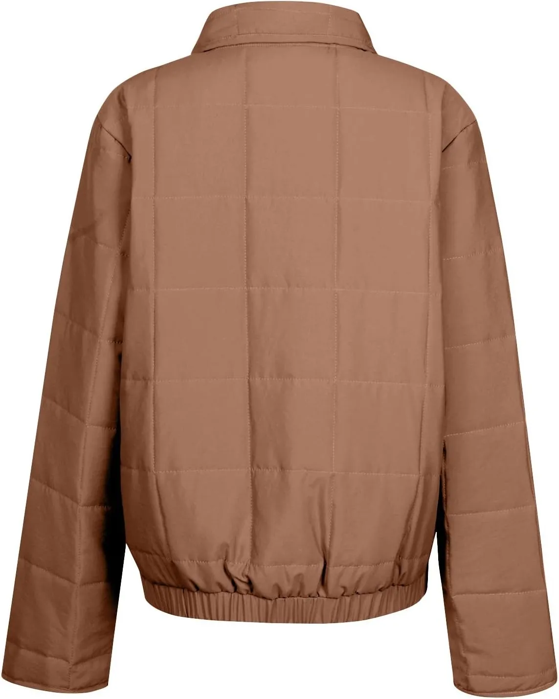 Quilted Jackets for Women Winter Casual Zip Up Stand Collar Puffer Jacket Long Sleeve Warm Padded Coats with Pockets