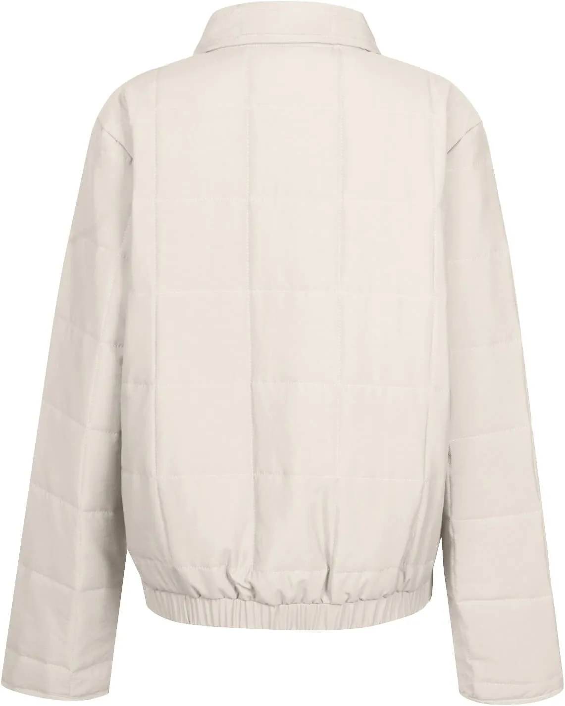 Quilted Jackets for Women Winter Casual Zip Up Stand Collar Puffer Jacket Long Sleeve Warm Padded Coats with Pockets