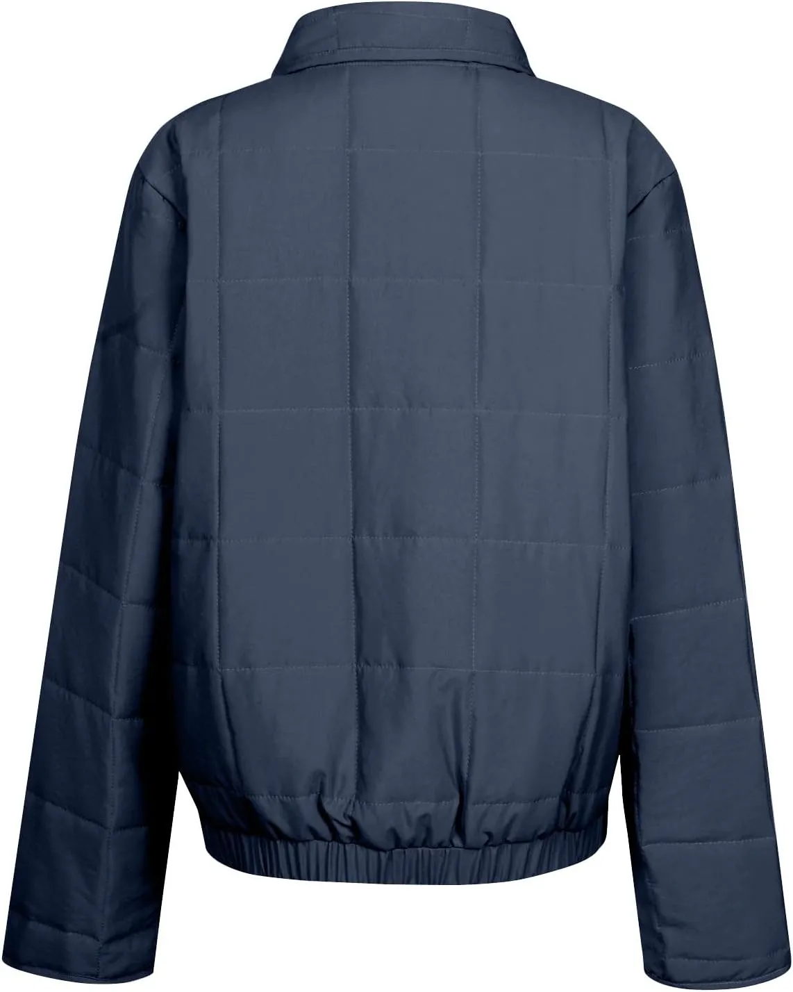 Quilted Jackets for Women Winter Casual Zip Up Stand Collar Puffer Jacket Long Sleeve Warm Padded Coats with Pockets
