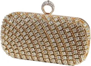 Rhinestone Purse Rhinestone Covering Surface Exquisite Ladies Party Clutch Bag Silver Color Circular Ring Evening Bags