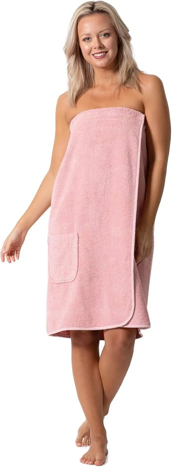 Robe Direct Womens Terry Cloth Spa and Bath Towel Wrap with Adjustable Closure & Elastic Top