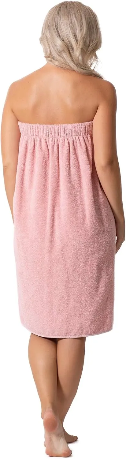 Robe Direct Womens Terry Cloth Spa and Bath Towel Wrap with Adjustable Closure & Elastic Top