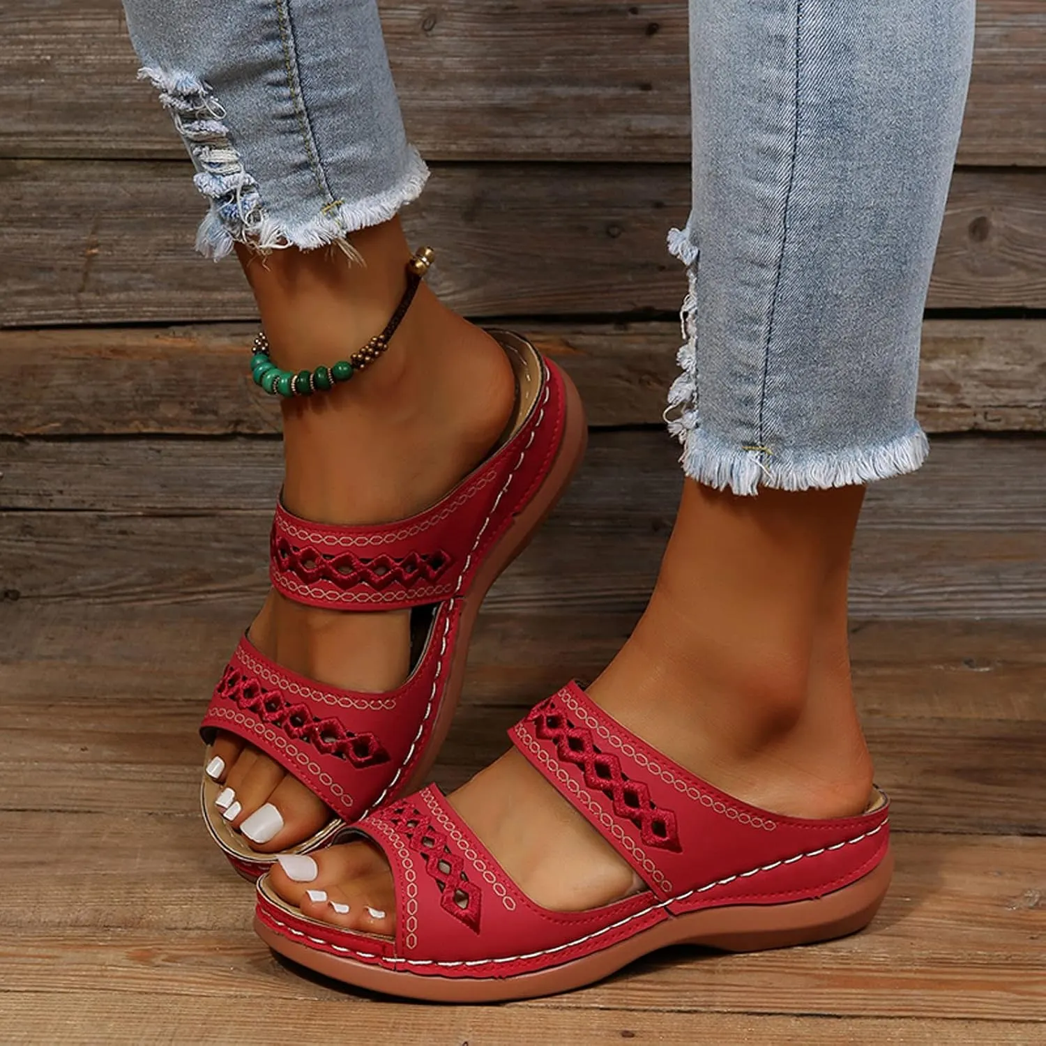 Sandals Women Open Toe Cross Strap Comfortable Walking Womens Sandals Flats Summer Dress Orthopedic Platform Sandals