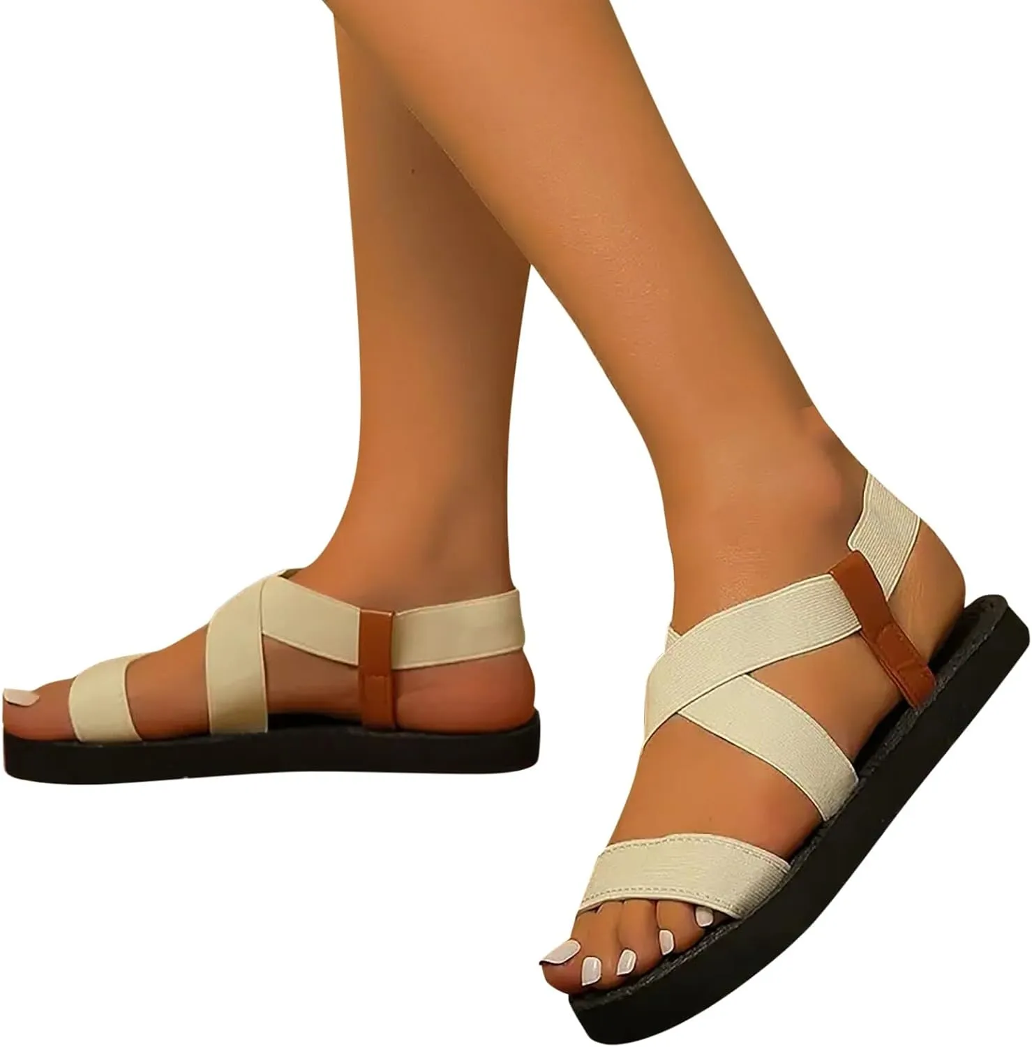 Sandals Women Thick Sole Orthopedic Womens Sandals Cross Bands Comfortable Summer Dressy Flats Platform Sandals