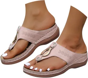Sandals Womens Comfy Slip On Flip Flops Breathable Beach Shoes with Arch Support Wide Width Sandals