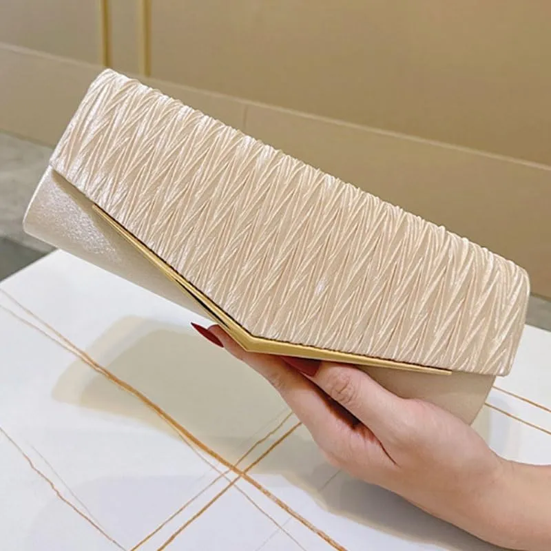 Satin Gold Evening Bag European American Women Clutch Purses