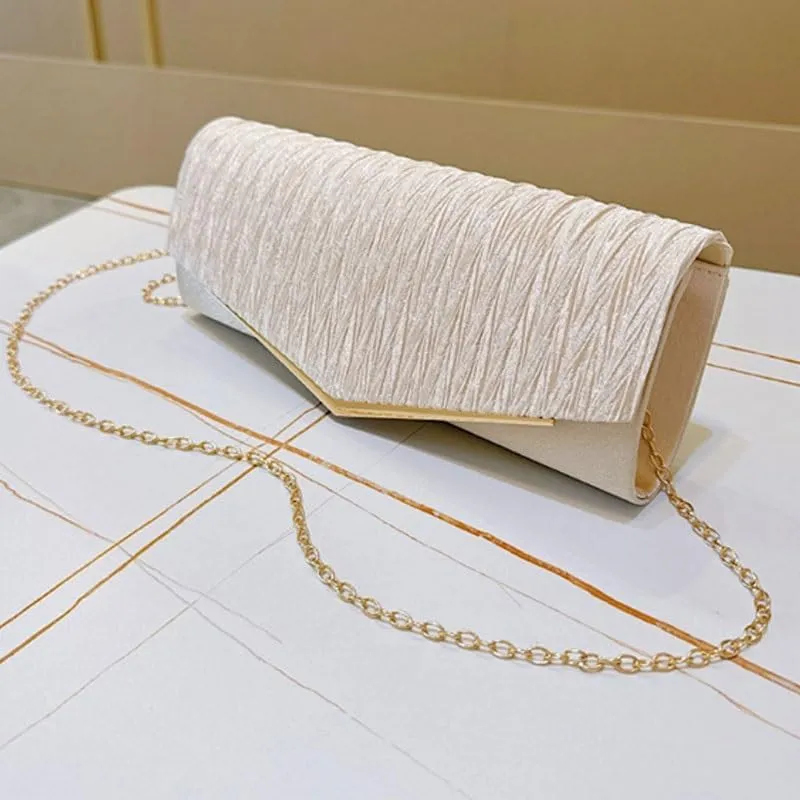 Satin Gold Evening Bag European American Women Clutch Purses