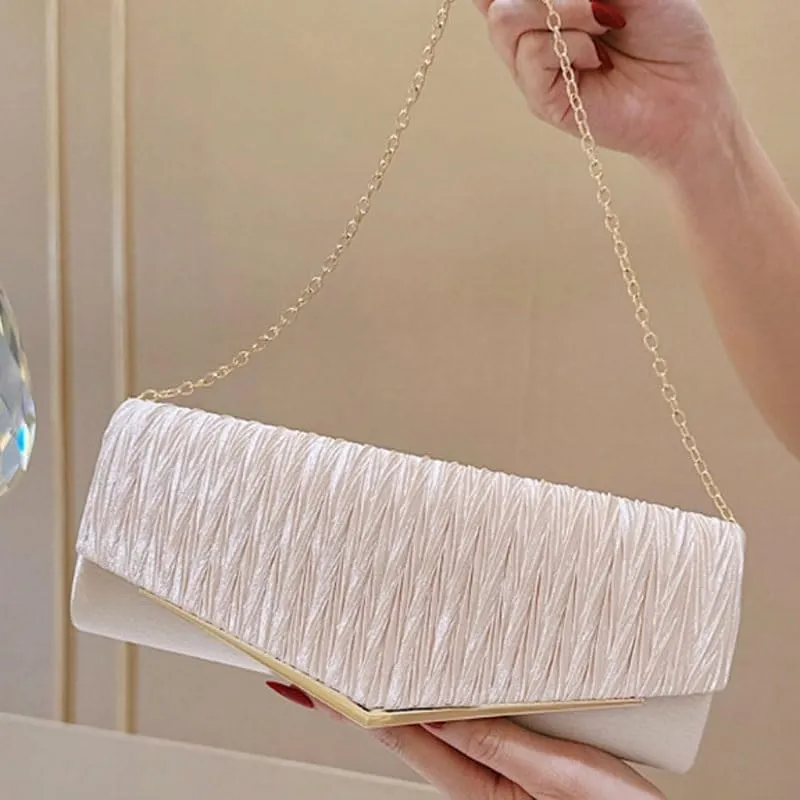 Satin Gold Evening Bag European American Women Clutch Purses