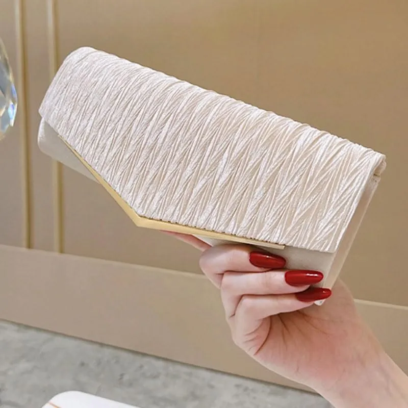 Satin Gold Evening Bag European American Women Clutch Purses