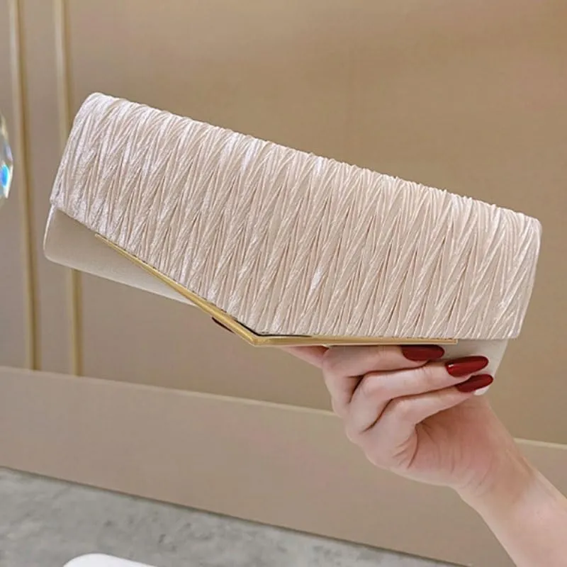 Satin Gold Evening Bag European American Women Clutch Purses
