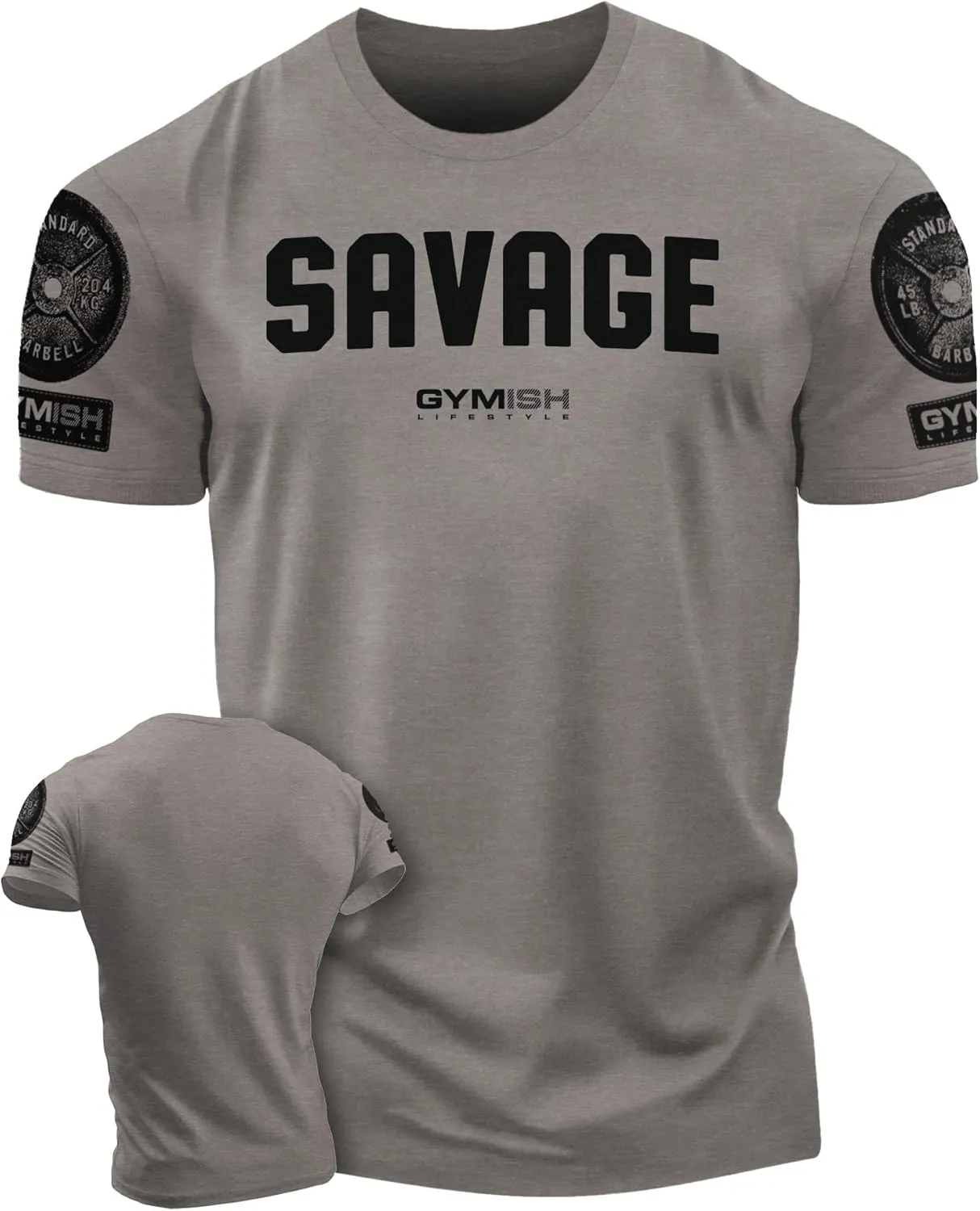 Savage Men's Workout Shirt for Men, Gym Funny Deadlift Lifting T-Shirt (XXL, Savage Warm Grey Branded)