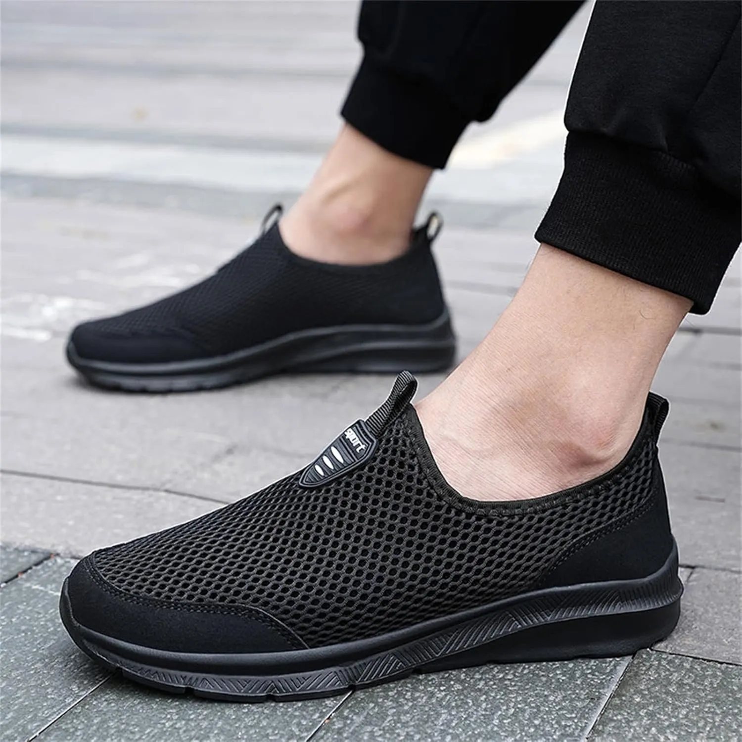 SBGMoSJ Walking Sneakers for Women Wide Width Women Slip On Sneakers Memory Foam Black Shoes Women Casual Slip On Casual Sneakers for Women 2023 Black Slip On Tennis Shoes Ladies