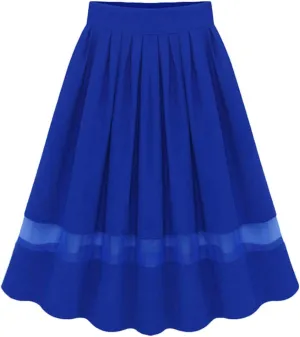 SEMATOMALA Women's Chiffon Pleated High Waist Elastic Waist A-Line Swing Flared Midi Skirt Elegant Party Wear to Work Skirts
