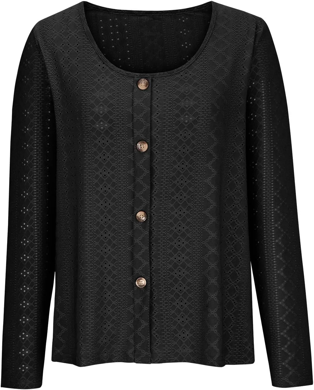 Sexy Elegant Long Sleeve Tops For Women Dressy Casual Button Down Eyelet Tunic Shirts Fall Fashion Work Blouse