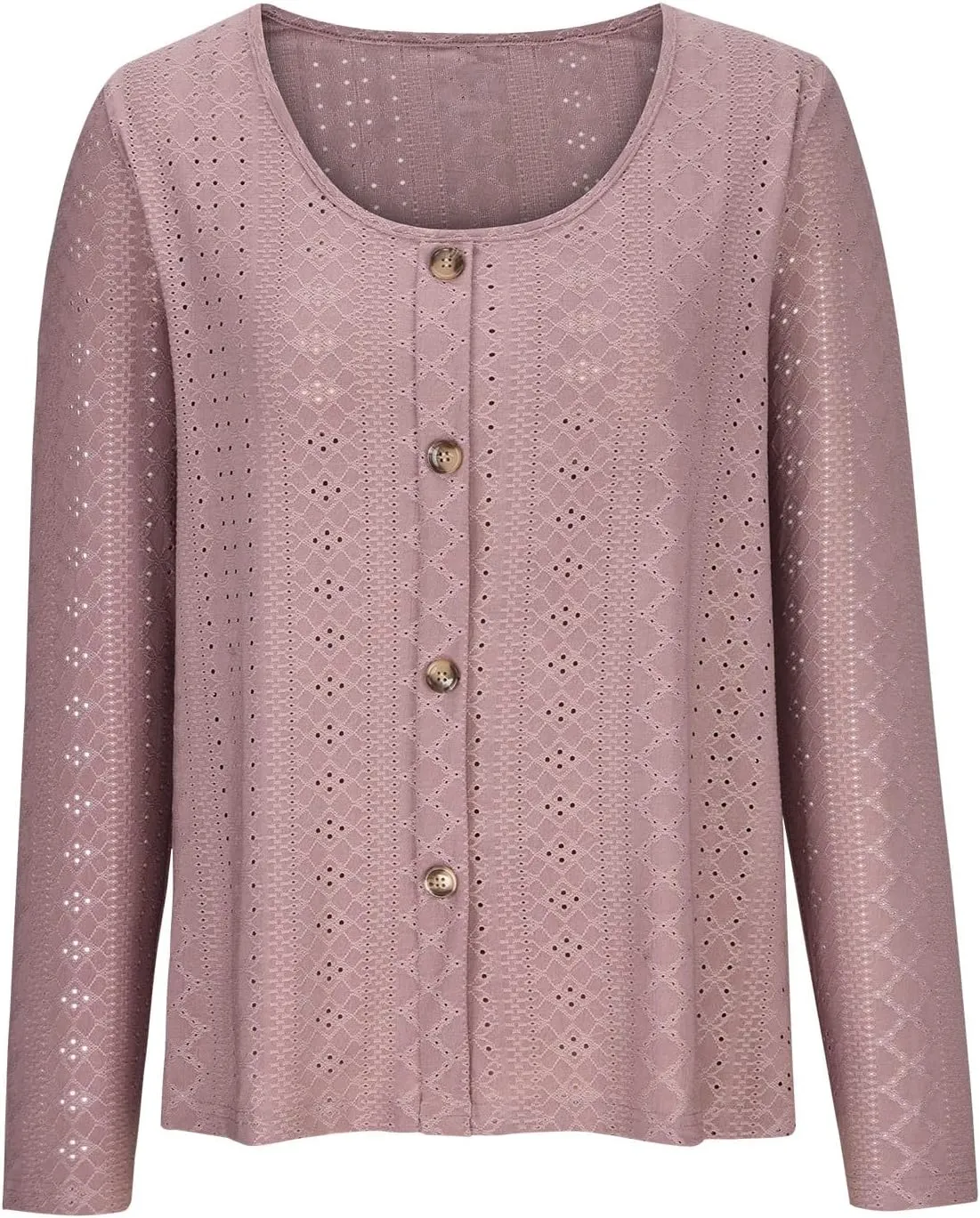 Sexy Elegant Long Sleeve Tops For Women Dressy Casual Button Down Eyelet Tunic Shirts Fall Fashion Work Blouse