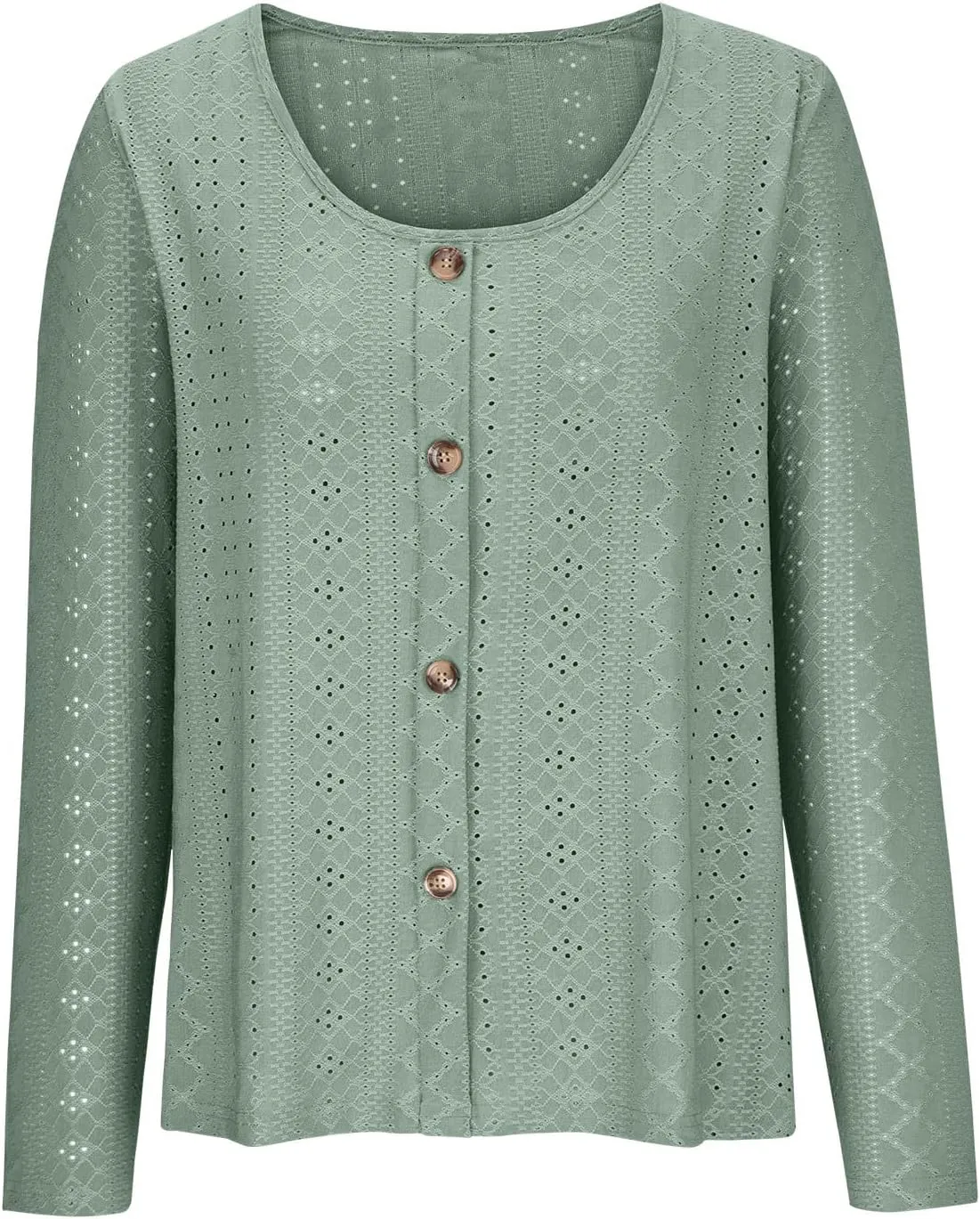 Sexy Elegant Long Sleeve Tops For Women Dressy Casual Button Down Eyelet Tunic Shirts Fall Fashion Work Blouse