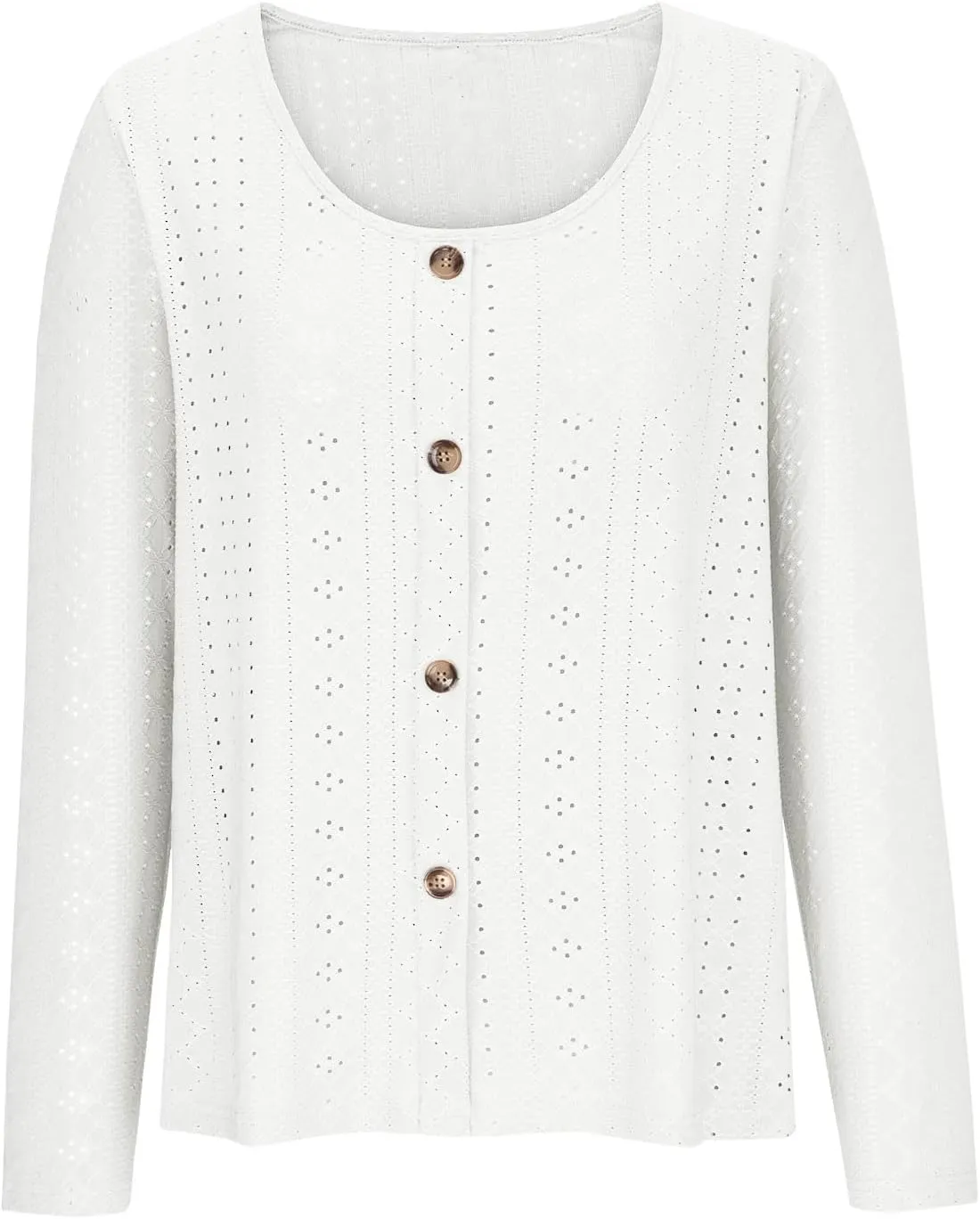Sexy Elegant Long Sleeve Tops For Women Dressy Casual Button Down Eyelet Tunic Shirts Fall Fashion Work Blouse