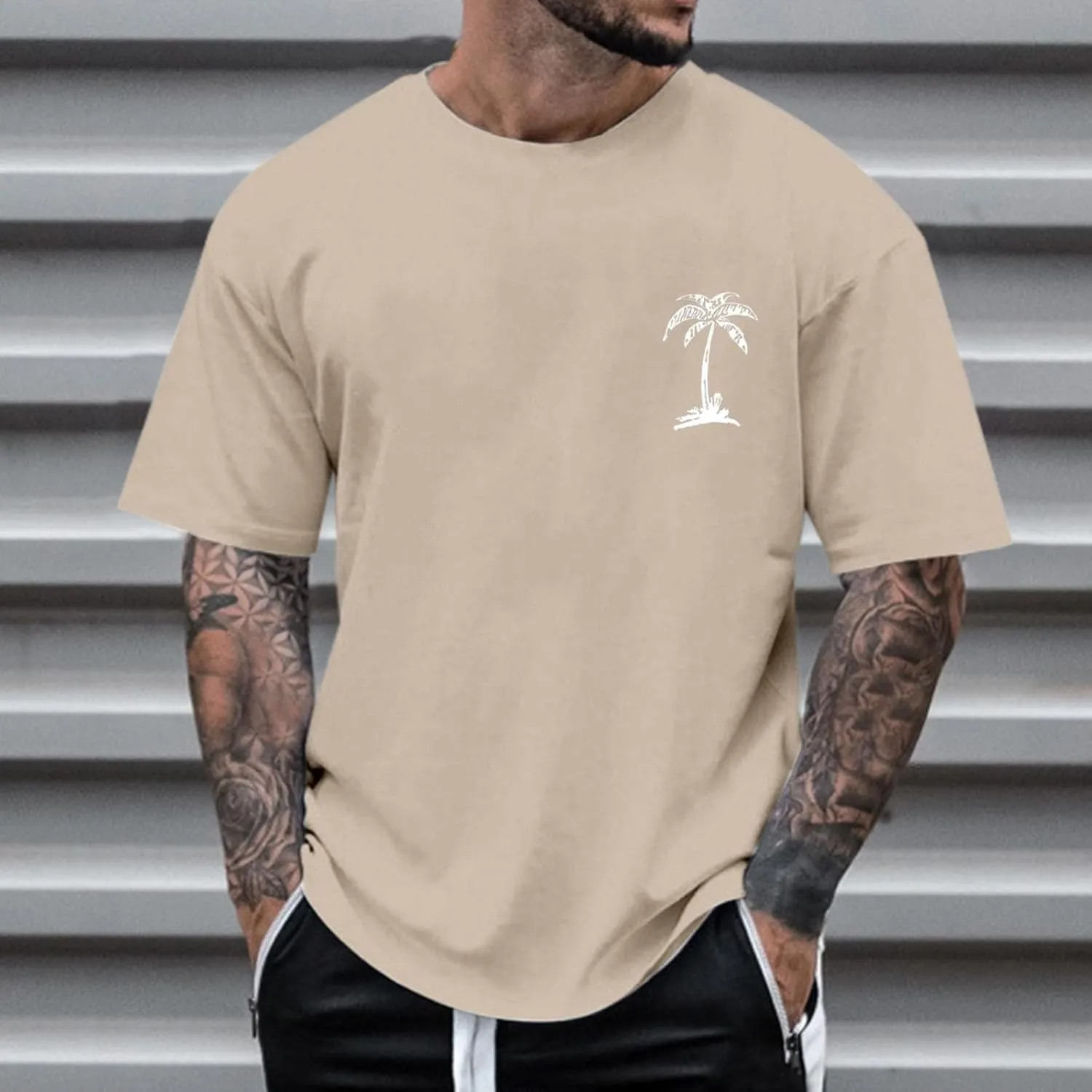 Shirts for Men Crew Neck Casual Breathable Athletic Regular Fit Outdoor Tees True Comfort Trendy Tops