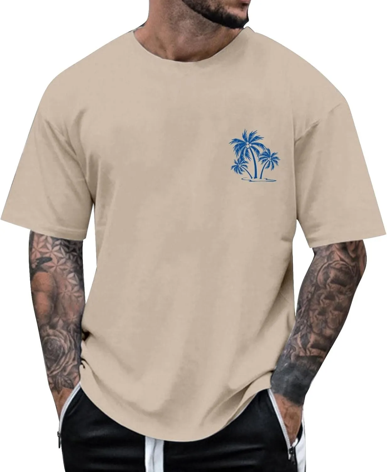 Shirts for Men Crew Neck Casual Breathable Athletic Regular Fit Outdoor Tees True Comfort Trendy Tops