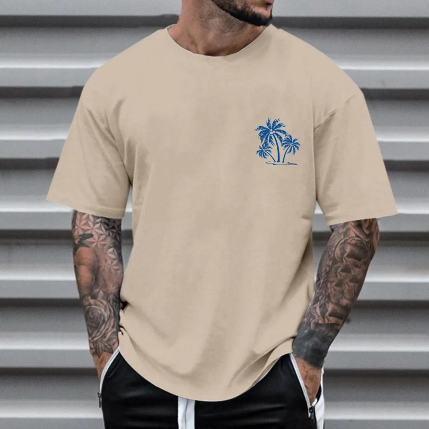 Shirts for Men Crew Neck Casual Breathable Athletic Regular Fit Outdoor Tees True Comfort Trendy Tops