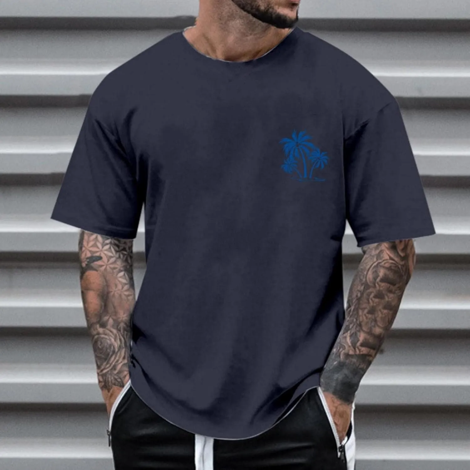 Shirts for Men Crew Neck Casual Breathable Athletic Regular Fit Outdoor Tees True Comfort Trendy Tops