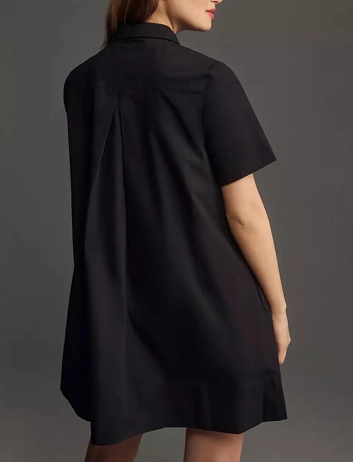 Short Sleeve Swing Tunic Mini Dress for Women Button Up Shirt Blouse Short Dress Summer Casual Flowy A Line Dress
