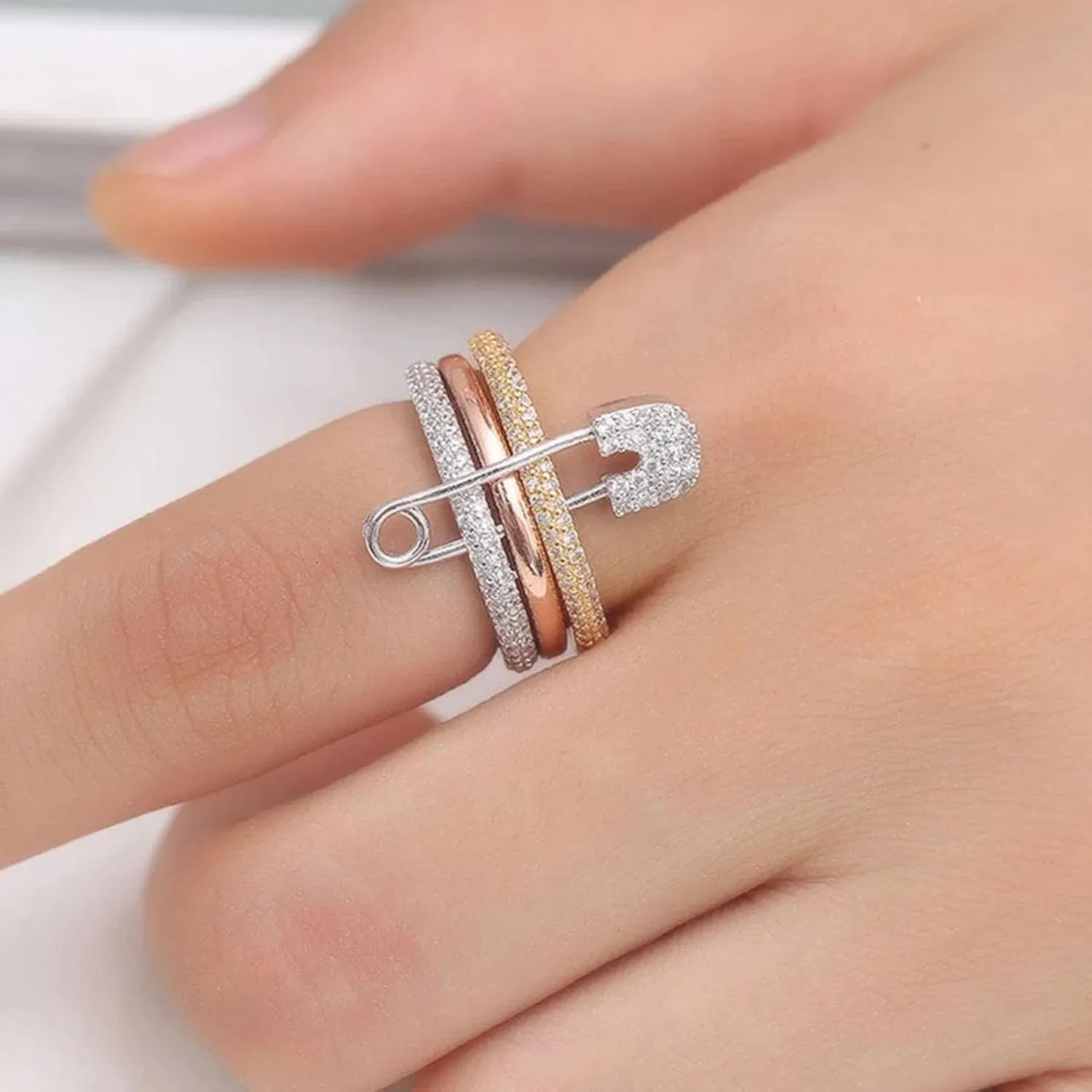 Silver & Gold Stackable Rings for Women Non Tarnish Ring Set Dainty 14k Gold Plated Cz Cubic Zirconia Wedding Rings Thumb Ring Set Stacking Pack Statement Chunky Band Rings Unique Jewelry Gift