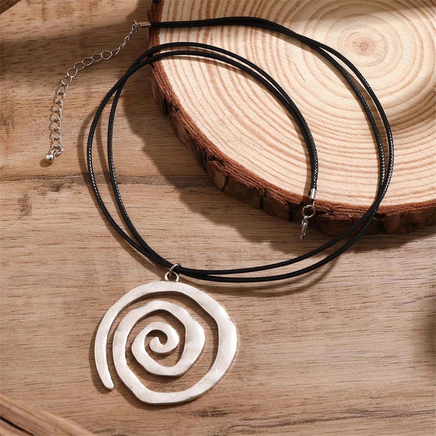 Silver Spiral Circle Conch Pendant Necklaces for Women Men Big Beachy Necklaces Surfer Necklaces Summer Trendy (Starfish)