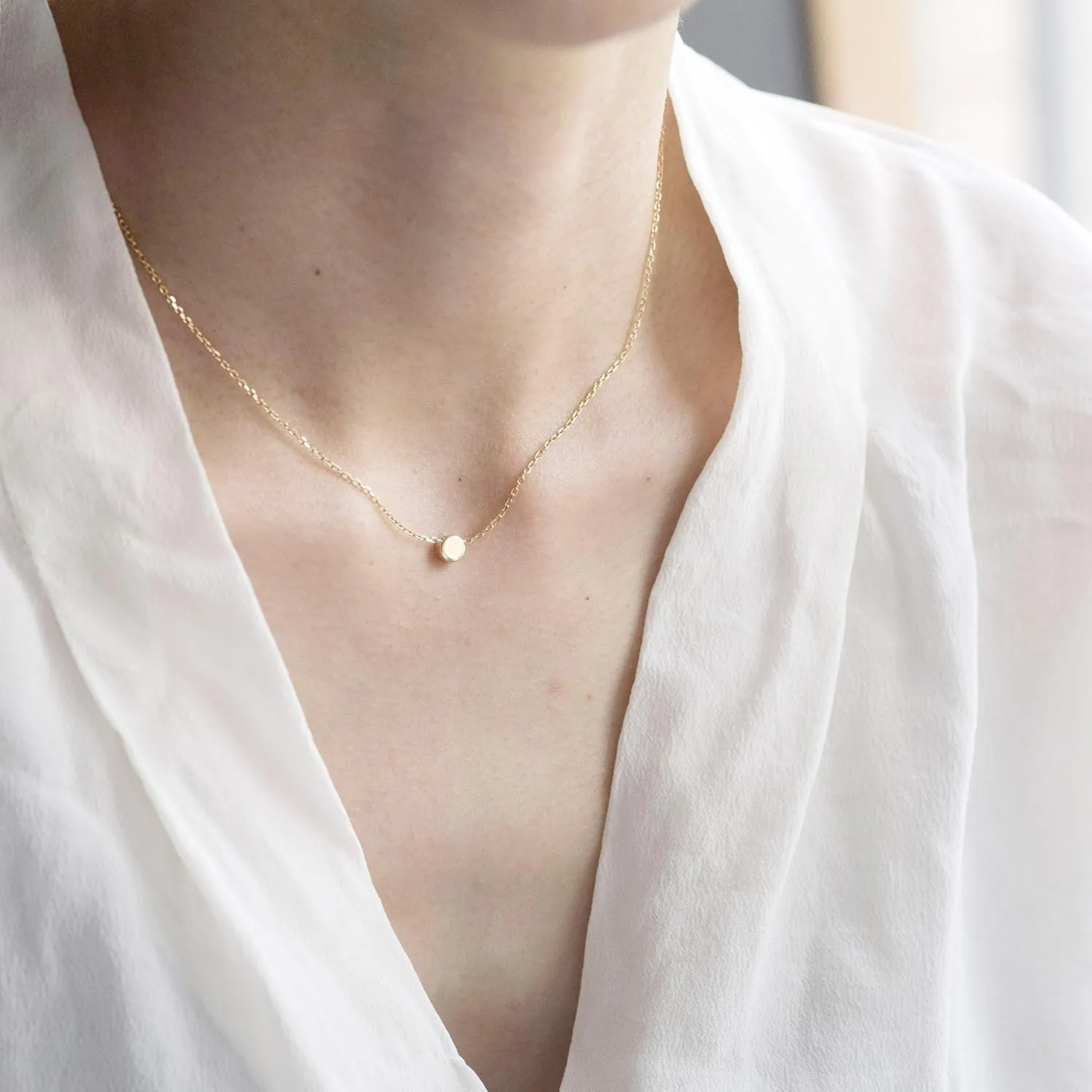S.Leaf Sterling Silver Tiny Dot Necklace Circle Star Square Heart Necklaces for Women Dainty Necklaces for Women Simple Necklaces for Women