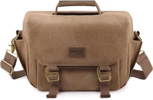 SMRITI Canvas DSLR Camera Bag, Camera Messenger Bag for Photographers,Travel Waterproof Shoulder Camera Case for Men Women (Coffee)