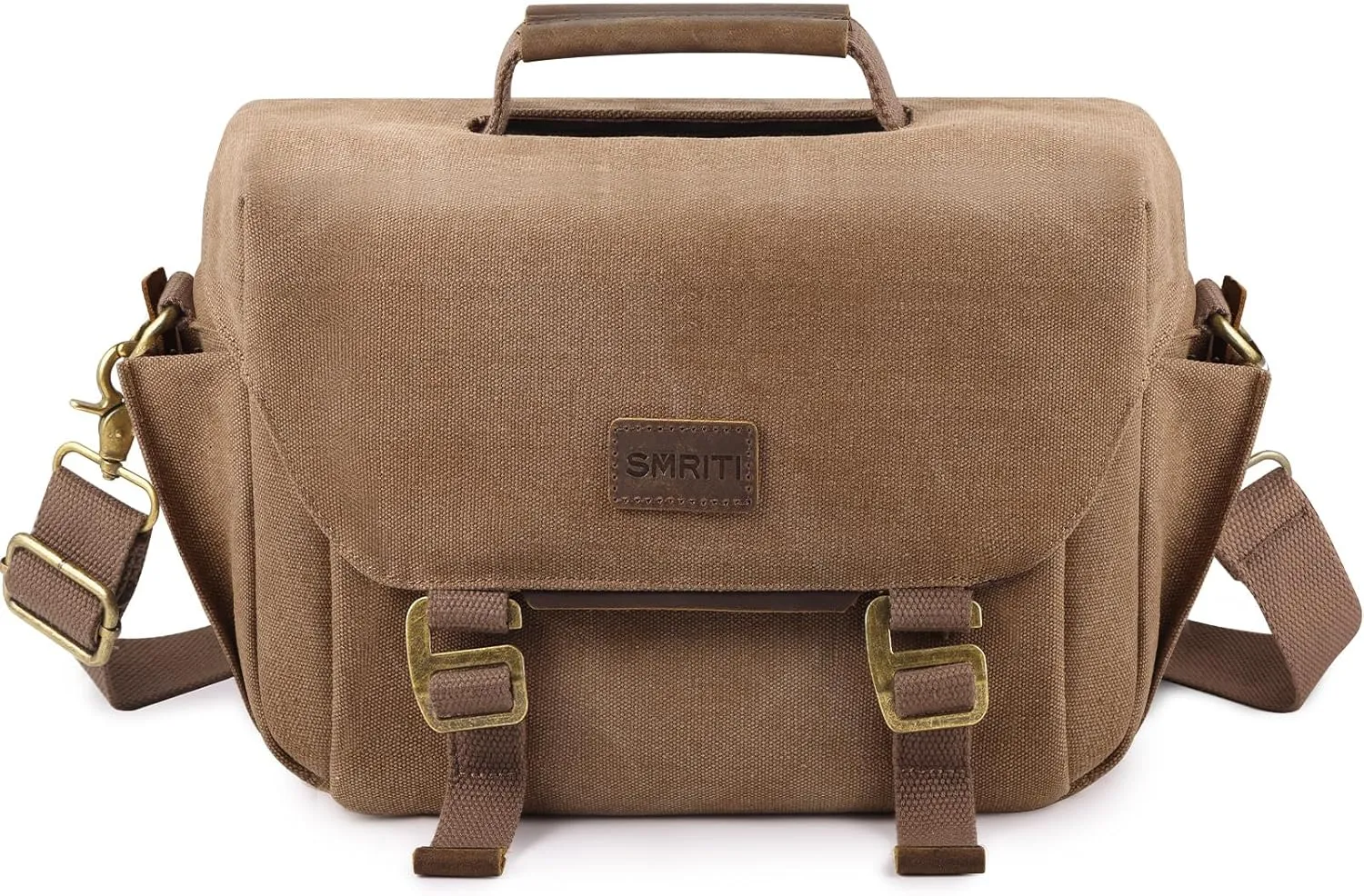 SMRITI Canvas DSLR Camera Bag, Camera Messenger Bag for Photographers,Travel Waterproof Shoulder Camera Case for Men Women (Coffee)