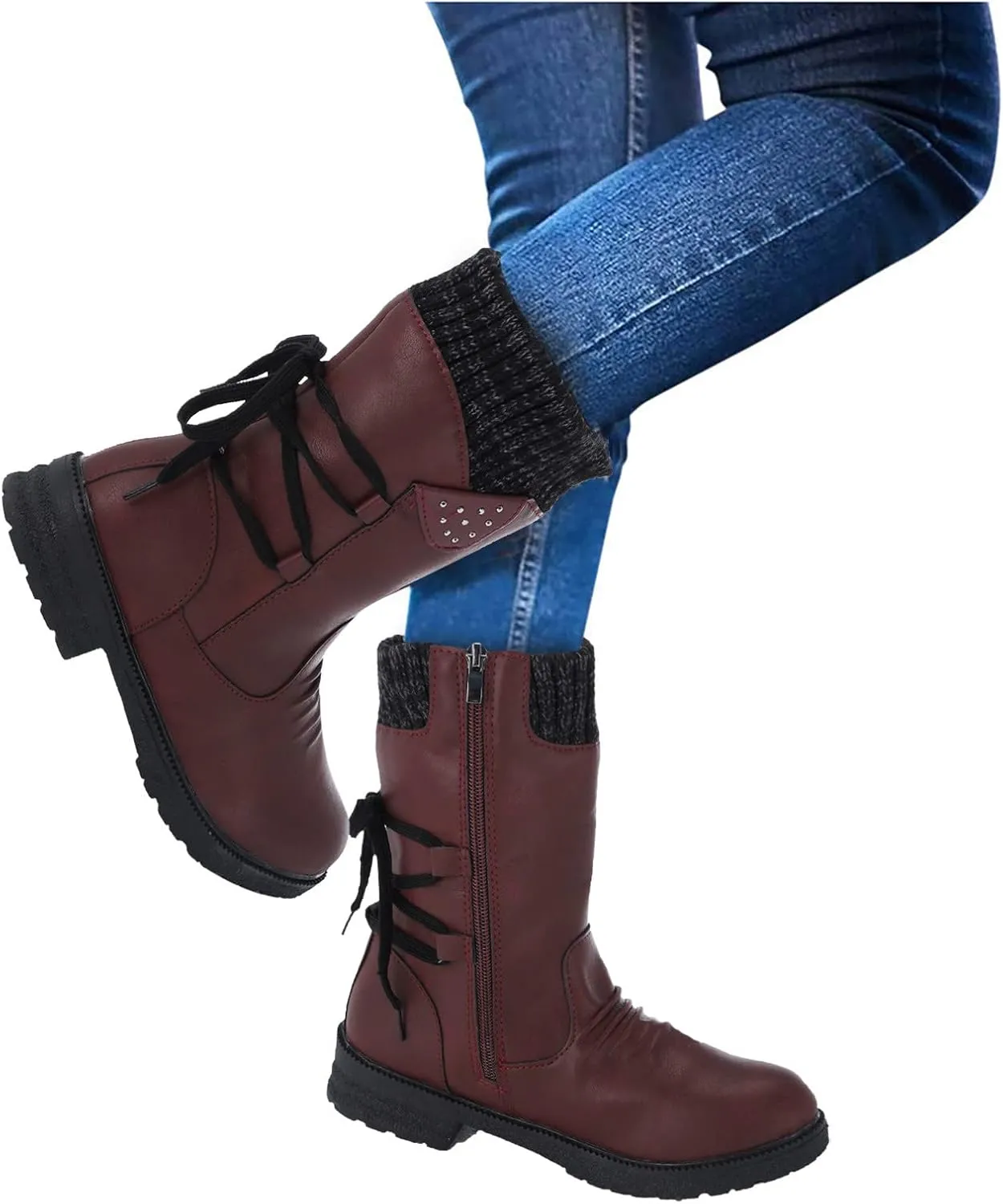 Snow Boot for Women with Zipper Winter Boots Women Waterproof Womens Winter Waterproof Boots Zapatos De Nieve Para Mujer Botas De Trabajo Antideslizantes Y Waterproof Para Mujer