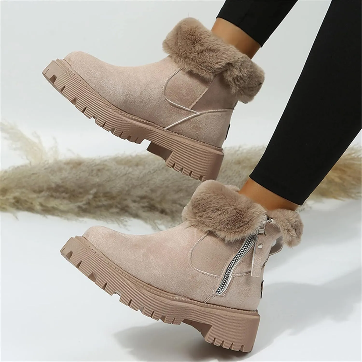 Snow Boots for Women Cute High Ankle Snow Boots Size 9 Wide for Women Extra Wide Width Winter Boots for Women Plus Size Snowboard Boots Women Botas De Invierno Para Mujer Elegantes Cortos