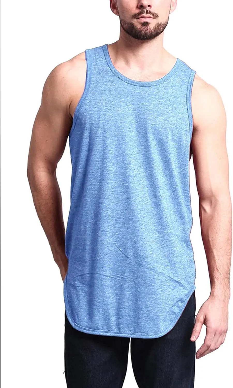 Solid Color Long Length Curved Hem Tank Top