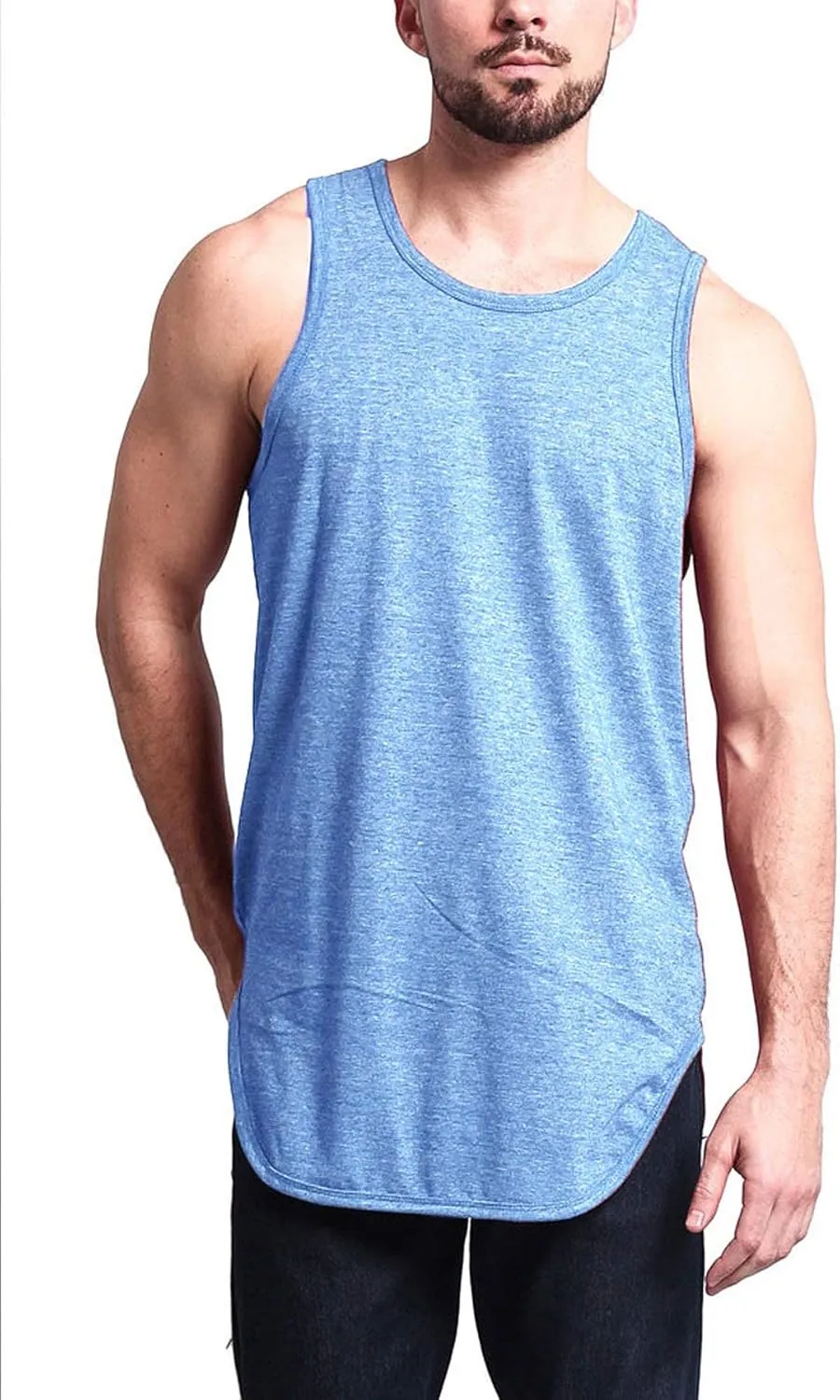 Solid Color Long Length Curved Hem Tank Top