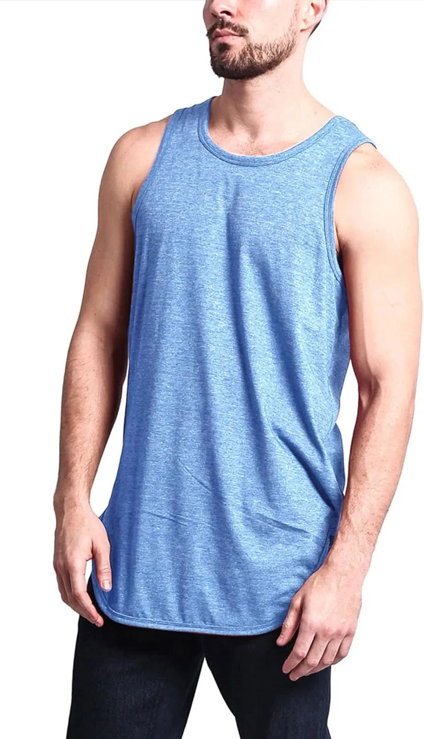 Solid Color Long Length Curved Hem Tank Top