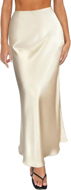 Spring Summer Skirts Satin Skirt High Waisted Maxi Wedding A Line Long Skirts Denim Skirts for Women Midi Length