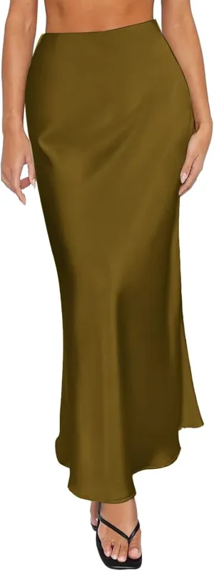 Spring Summer Skirts Satin Skirt High Waisted Maxi Wedding A Line Long Skirts Denim Skirts for Women Midi Length