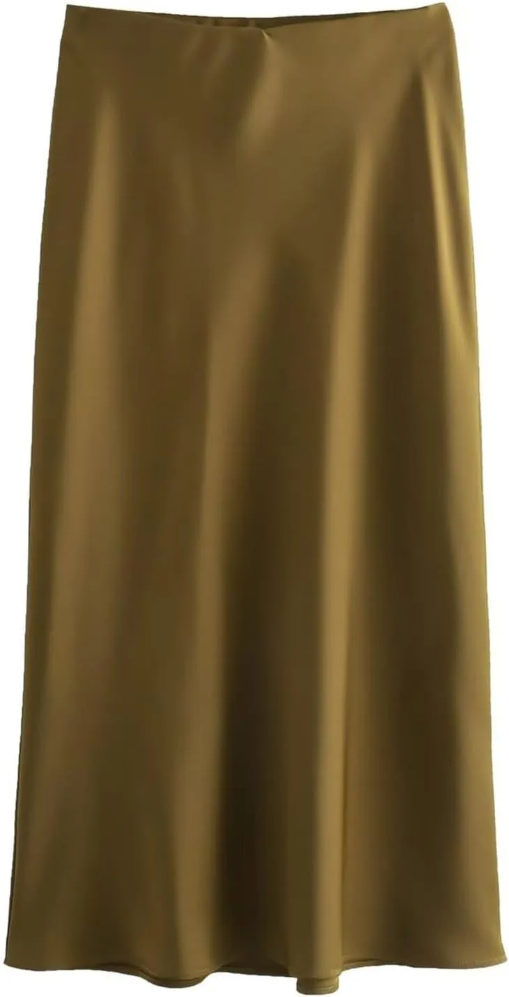 Spring Summer Skirts Satin Skirt High Waisted Maxi Wedding A Line Long Skirts Denim Skirts for Women Midi Length