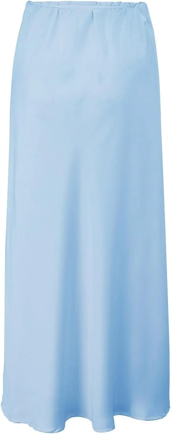 Spring Summer Skirts Satin Skirt High Waisted Maxi Wedding A Line Long Skirts Denim Skirts for Women Midi Length