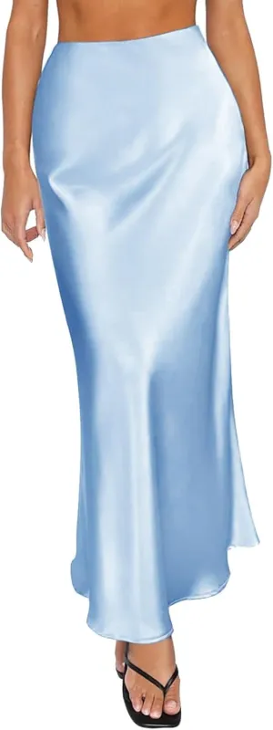 Spring Summer Skirts Satin Skirt High Waisted Maxi Wedding A Line Long Skirts Denim Skirts for Women Midi Length