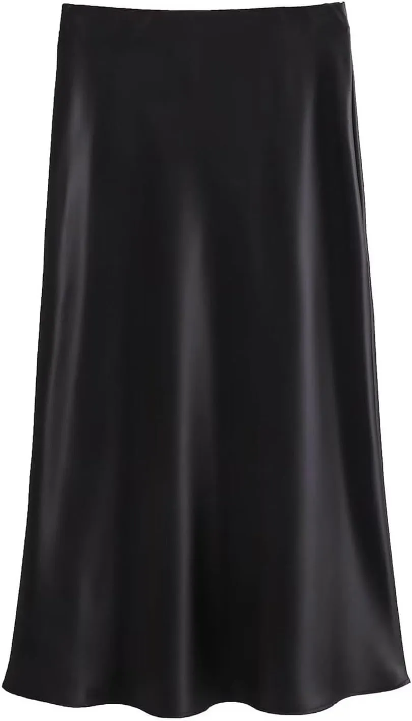 Spring Summer Skirts Satin Skirt High Waisted Maxi Wedding A Line Long Skirts Denim Skirts for Women Midi Length