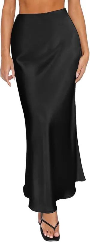 Spring Summer Skirts Satin Skirt High Waisted Maxi Wedding A Line Long Skirts Denim Skirts for Women Midi Length
