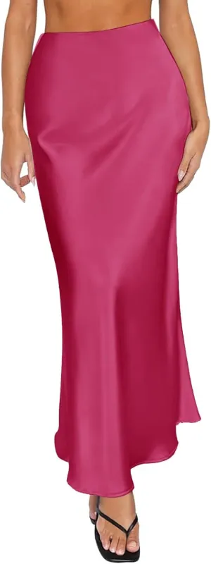 Spring Summer Skirts Satin Skirt High Waisted Maxi Wedding A Line Long Skirts Denim Skirts for Women Midi Length