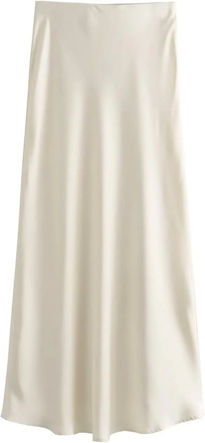 Spring Summer Skirts Satin Skirt High Waisted Maxi Wedding A Line Long Skirts Denim Skirts for Women Midi Length